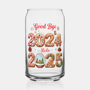 Goodbye 2024 Hello 2025 Happy New year Design Can Glass