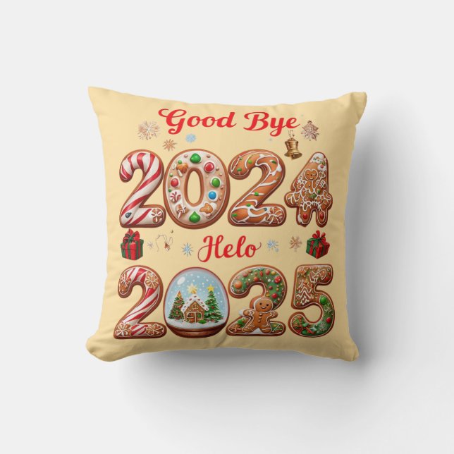Goodbye 2024 Hello 2025 Happy New year Design Cushion (Front)