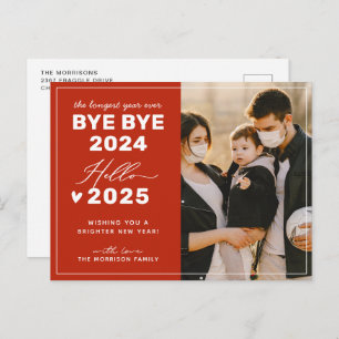 Goodbye 2024 Hello 2025 Happy New Year Photo Holiday Postcard