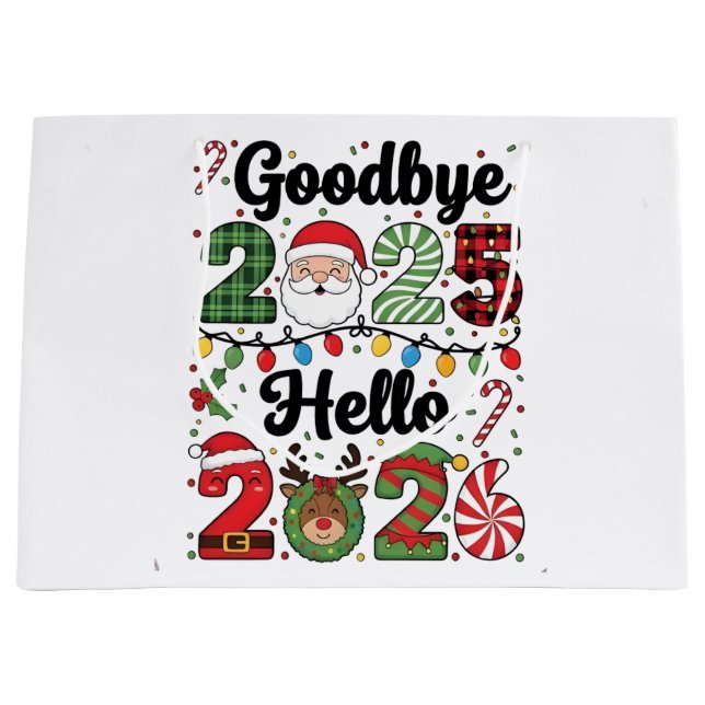 Goodbye 2025 Hello 2026 New Year Resolution   Large Gift Bag (Front)