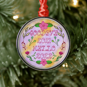 GOODBYE 20xx HELLO 20XX Metal Ornament