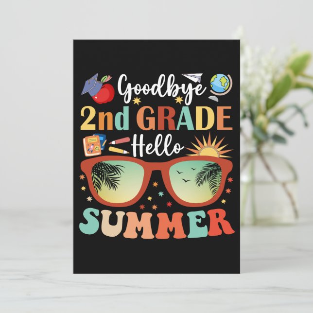 Goodbye 2nd Grade Hello Summer Graduation Announcement (Standing Front)