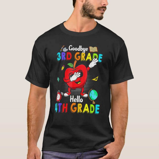 Goodbye 3rd Grade Hello 4th Grade Cute Dabbing App T-Shirt (Front)