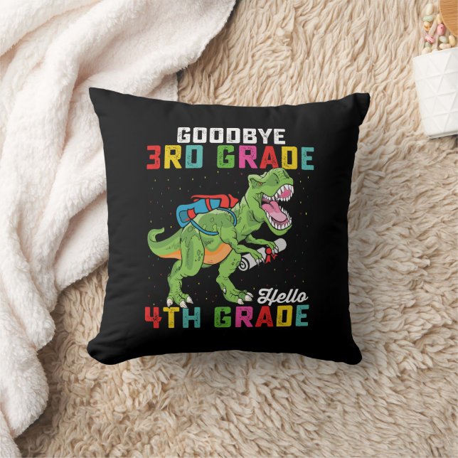 Goodbye 3rd Grade Hello 4th Grade T Rex Dinosaur Cushion (Blanket)