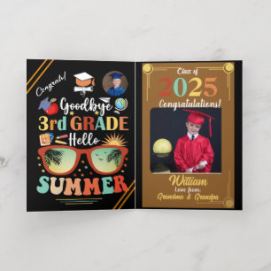 Goodbye 3rd Grade Hello Summer Graduation Custom Foil Greeting Card