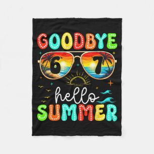Goodbye 67 Sungles Hello Summer Retro Sunset Palm Fleece Blanket