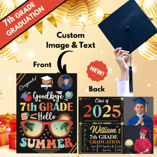Goodbye 7th Grade Hello Summer Graduation Custom Announcement Postcard
