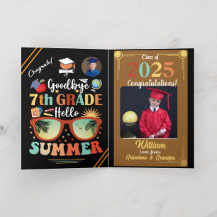 Goodbye 7th Grade Hello Summer Graduation Custom Foil Greeting Card