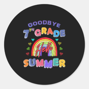 Goodbye 7th Grade Hello Summer Teacher Student Kid Classic Round Sticker
