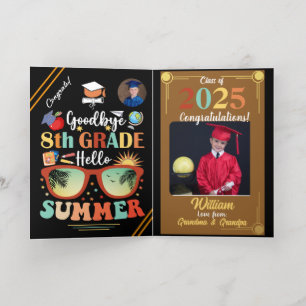 Goodbye 8th Grade Hello Summer Graduation Custom   Foil Greeting Card