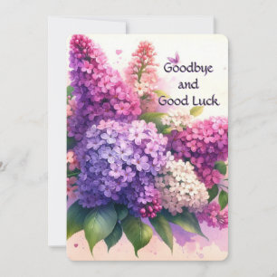 Goodbye and Good Luck Lilacs Flower Flat Card