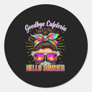 Goodbye cafeteria hello summer lunch lady vacation classic round sticker