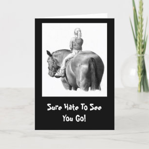 GOODBYE CARD: GIRL: HORSE: PENCIL ART CARD