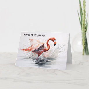 Goodbye Flamingo Flying Out of Water Card