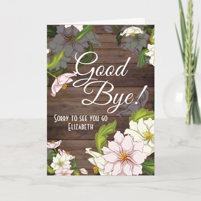 Goodbye Floral Rustic Farewell Card (Front)