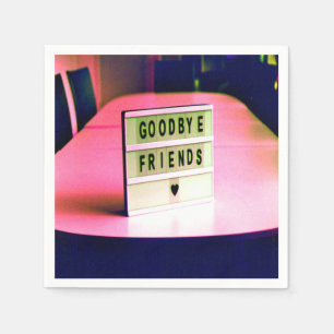 Goodbye Friends Heard Pink Napkin