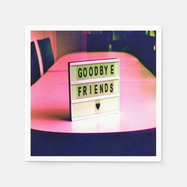 Goodbye Friends Heard Pink Napkin (Front)