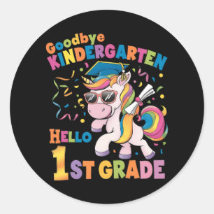 Goodbye Kindergarten Hello 1st Grade Unicorn Classic Round Sticker