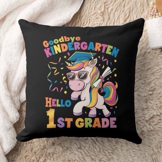 Goodbye Kindergarten Hello 1st Grade Unicorn Cushion (Blanket)