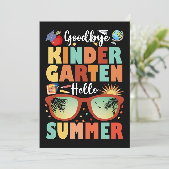 Goodbye Kindergarten Hello Summer Graduation  Announcement (Standing Front)