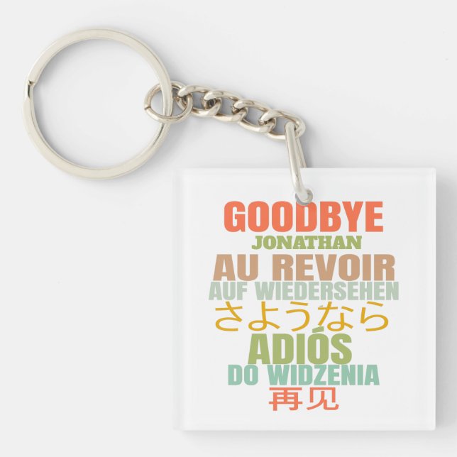 Goodbye Leaving Au Revoir Typography Keychain (Front)