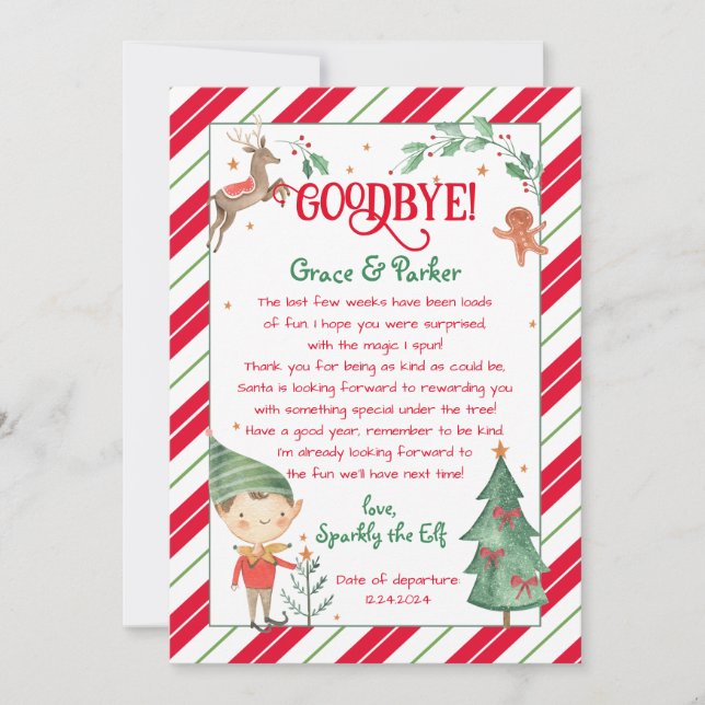 Goodbye Letter from Your Christmas Elf Invitation (Front)