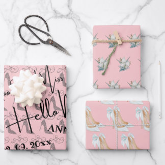 Goodbye Miss Hello Mrs Bridal Shower Pink Wrapping Paper Sheet