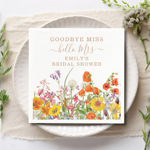 Goodbye Miss Hello Mrs Wildflower Bridal Shower Napkin