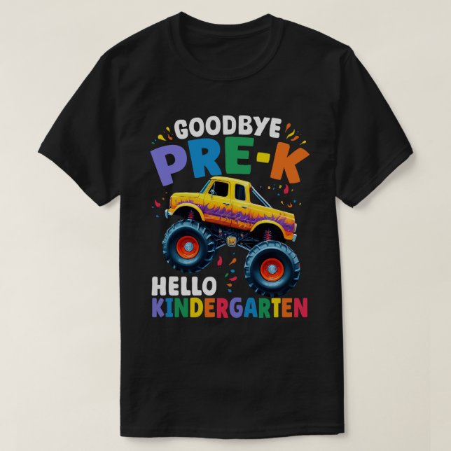 Goodbye Pre-k Monster Truck Graduation Boys  T-Shirt (Design Front)