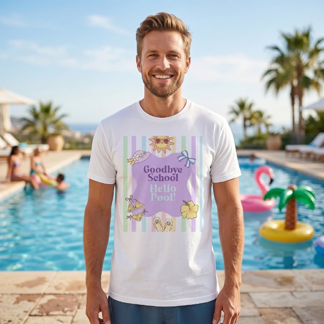 Goodbye School Hello Pool Stripe T-Shirt  (Creator Uploaded)
