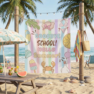 Goodbye School Hello Summer Party Stripes Tapestry