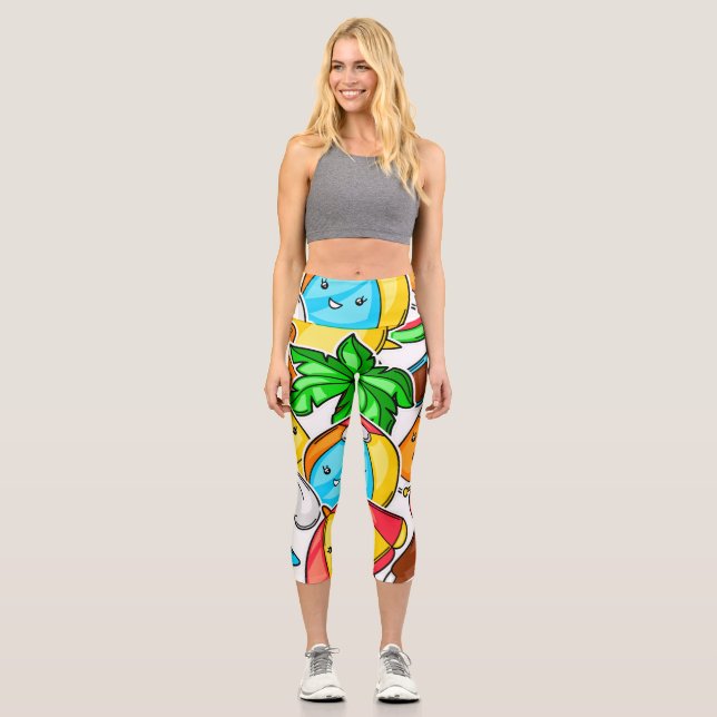  Goodbye School Hello Summer Time And Fun    Capri Leggings (Front)