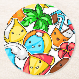 Goodbye School Hello Summer Time And Fun Round Paper Coaster