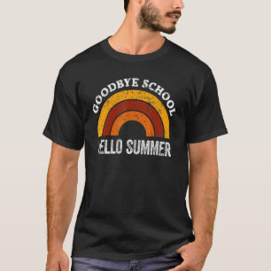 Goodbye School Teacher Vintage Rainbow Retro Hello T-Shirt