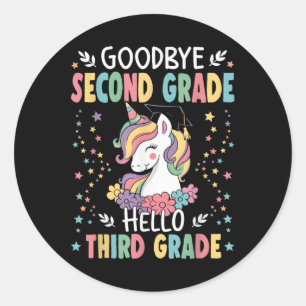 Goodbye Second Grade Hello Third Grade Graduation Classic Round Sticker