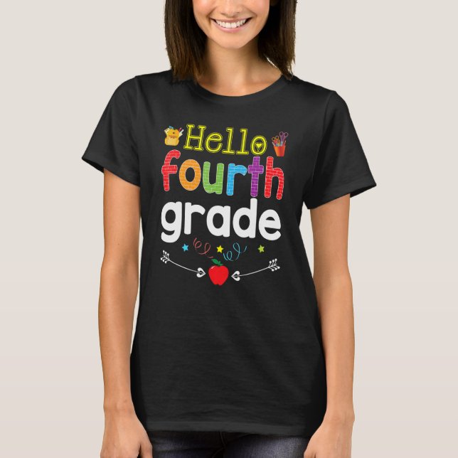 Goodbye Summer Hello Fourth Grade 4th Grader Teach T-Shirt (Front)