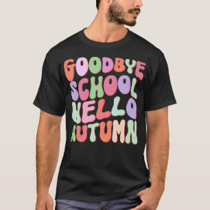 Goodbye Summer Welcome Autumn Maple Flamingo Leaf  T-Shirt