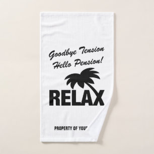 Goodbye tension hello pension funny retirement hand towel
