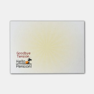 Goodbye Tension, Hello Pension Funny Retirement Post-it Notes