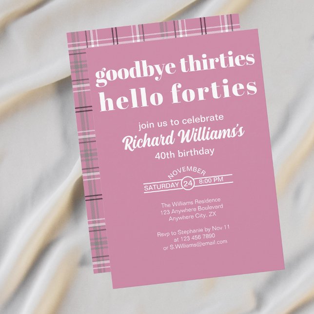 Goodbye Thirtis Hello Forties Modern 40th Birthday Invitation (Creator Uploaded)
