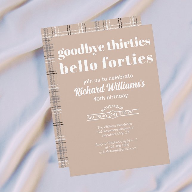Goodbye Thirtis Hello Forties Modern 40th Birthday Invitation (Creator Uploaded)