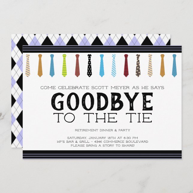 Goodbye to the Tie Retirement Invitation (Front/Back)