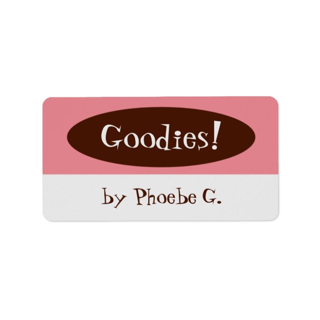 Goodies Pink and Brown Kitchen Labels (Front)