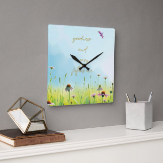 Goodness and Mercy - Psalm 23 Inspired Square Wall Clock