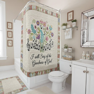 Goodness of God quilted look floral music Shower Curtain