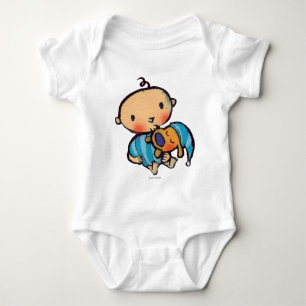 Goodnight Kisses Adorable Puppy in Blue Pyjamas Baby Bodysuit
