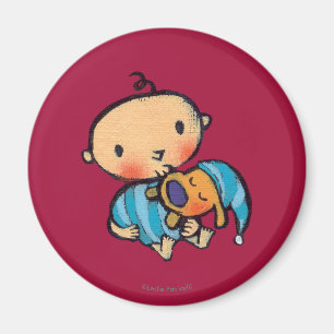 Goodnight Kisses Adorable Puppy in Blue Pyjamas Magnet