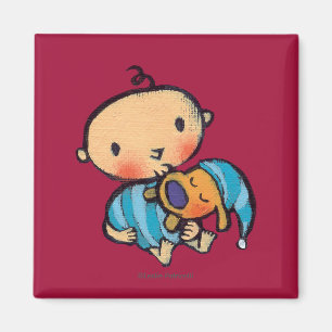 Goodnight Kisses Adorable Puppy in Blue Pyjamas Magnet