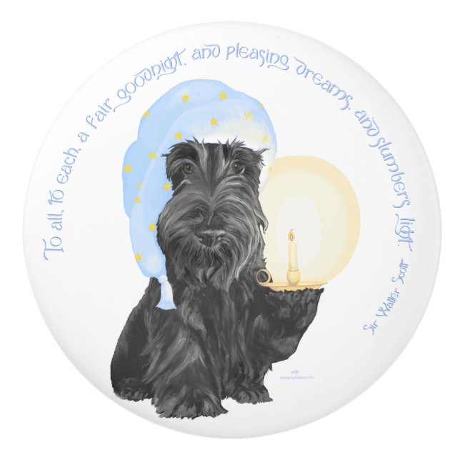 Goodnight Scotties Ceramic Knob (Front)