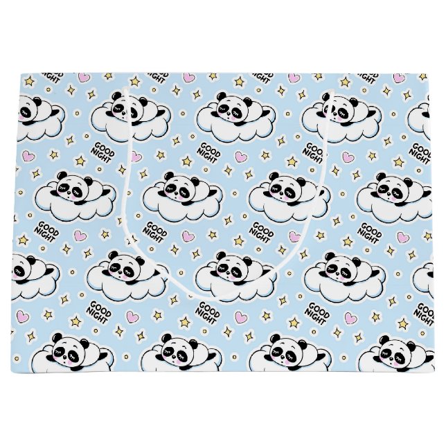 Goodnight Sleeping Panda Bear Large Gift Bag (Front)